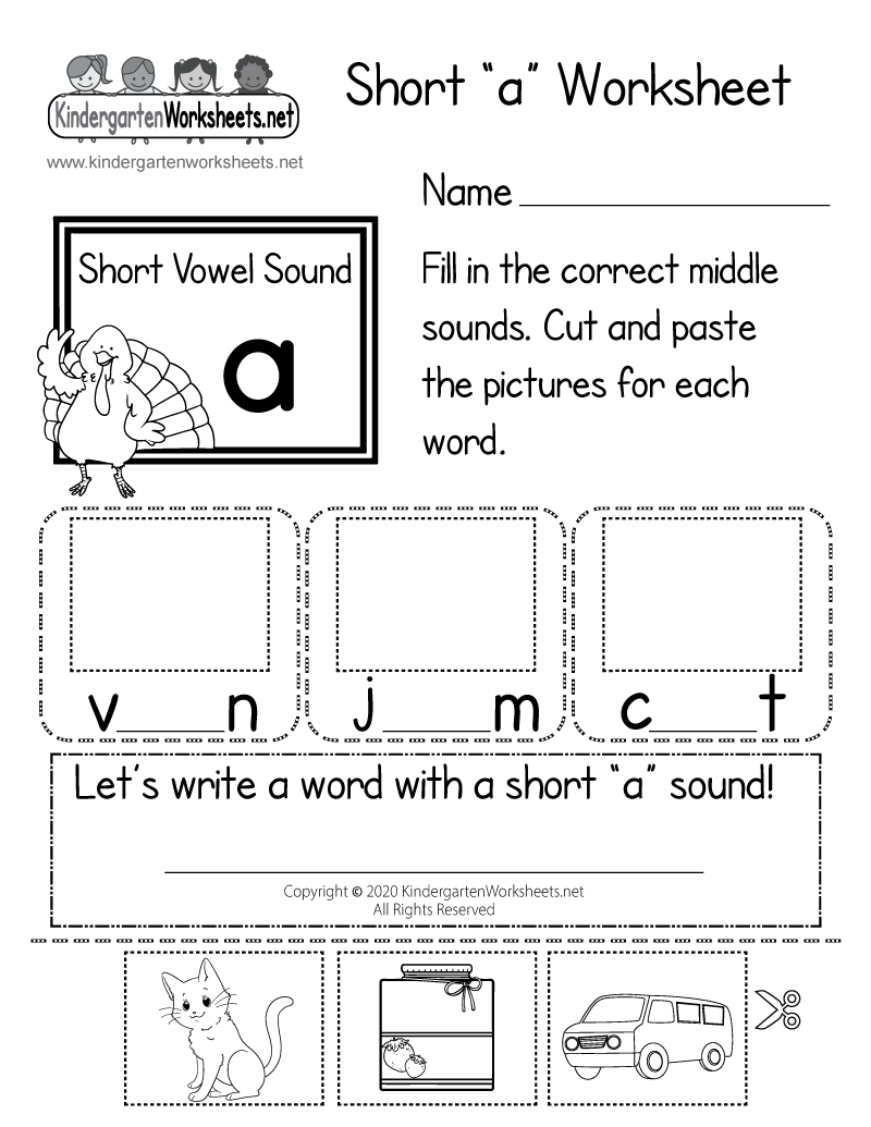 Free Printable Short a Worksheet