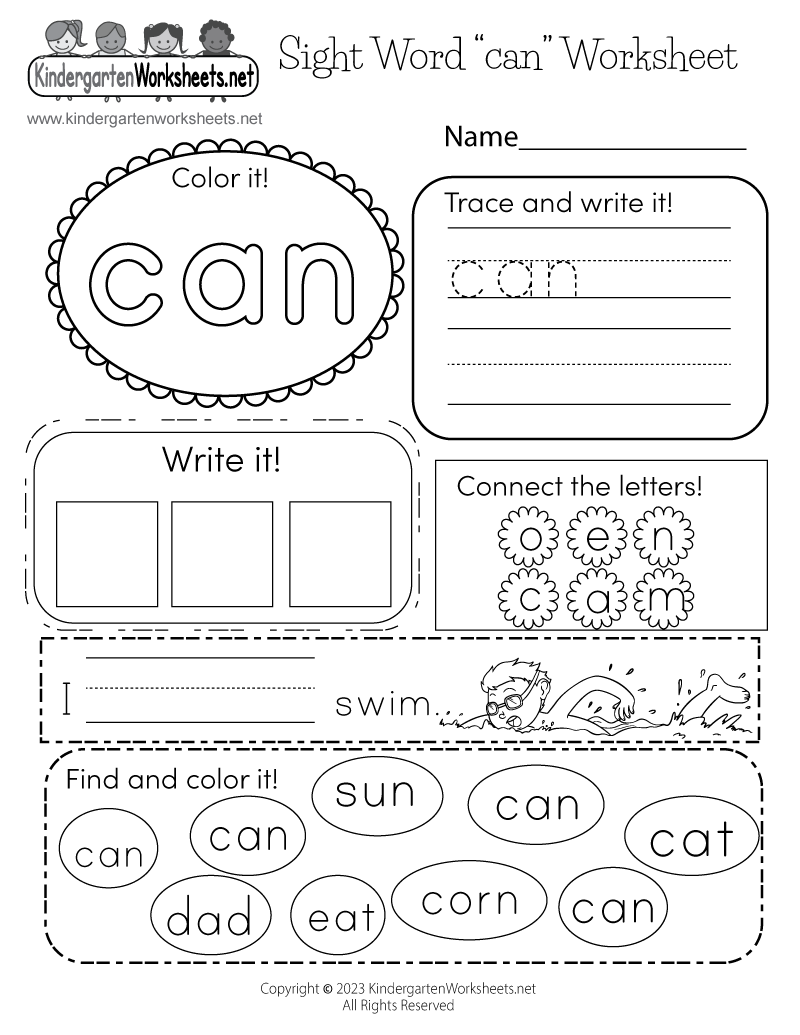 free sight word worksheets
