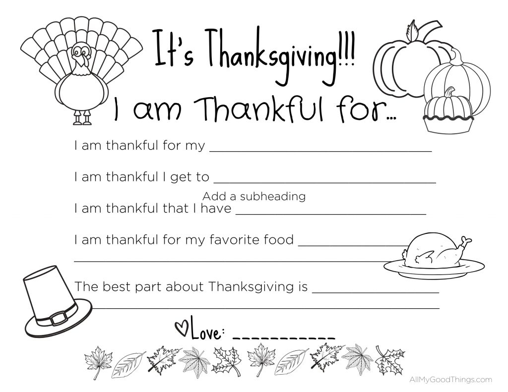 FREE Printable Thanksgiving Placemats For The Kids All My Good Things FREE Printable Thanksgiving Placemats For The Kids All My Good Things