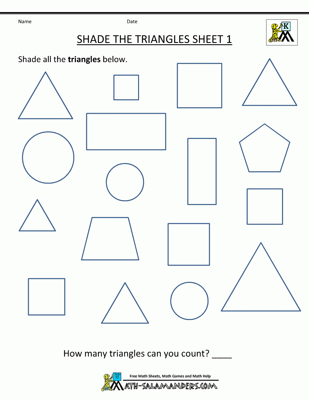 shapes worksheet for kg