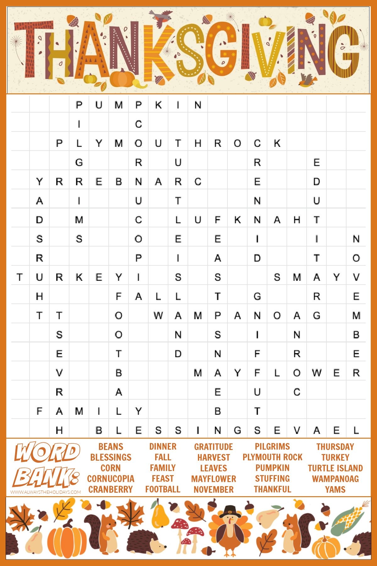 thanksgiving word search printable thanksgiving word search printable