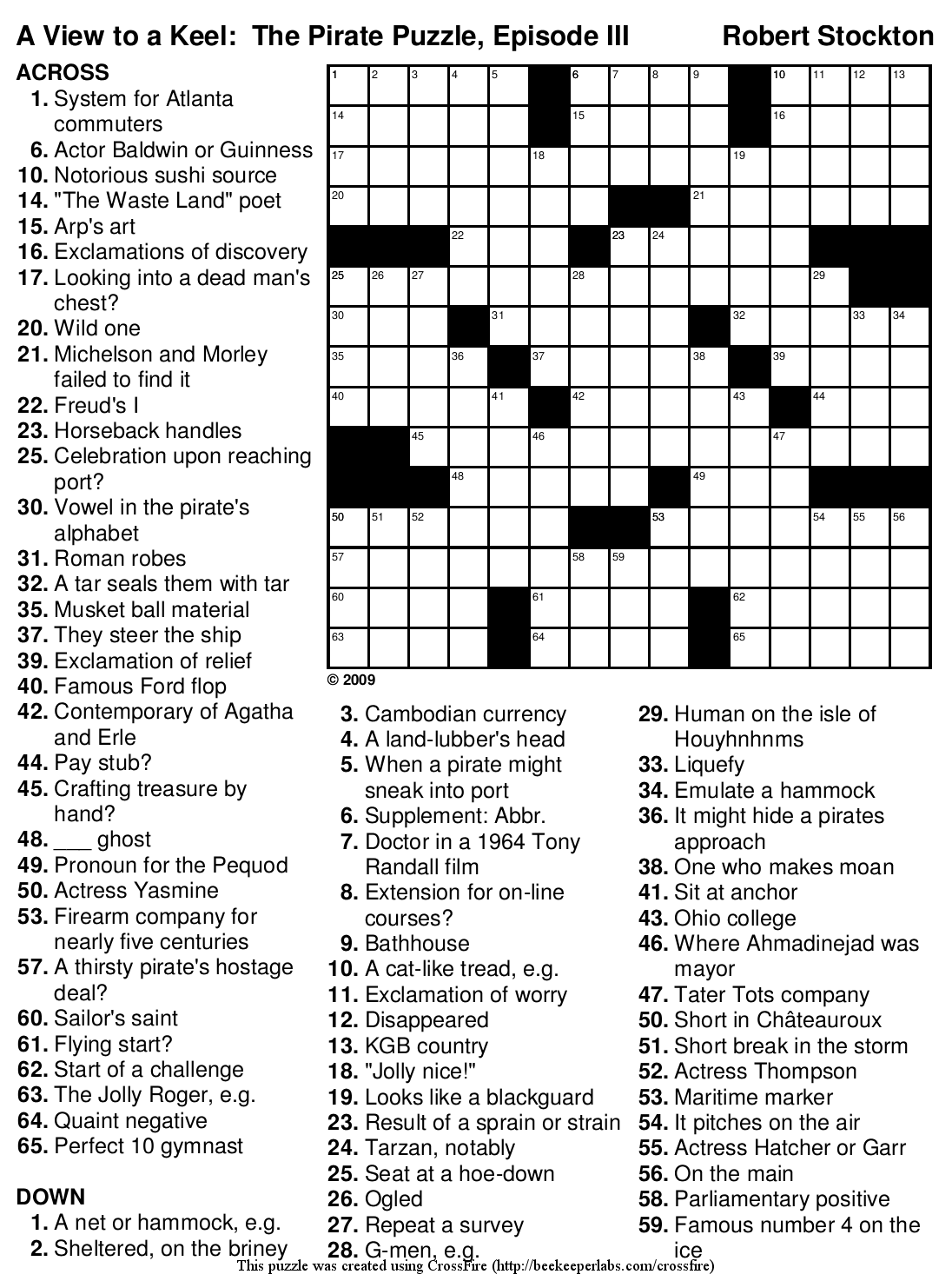 Free Themed Crossword 114 A View To A Keel The Pirate Puzzle Episode III Beekeeper Crosswords Free Themed Crossword 114 A View To A Keel The Pirate Puzzle Episode III Beekeeper Crosswords