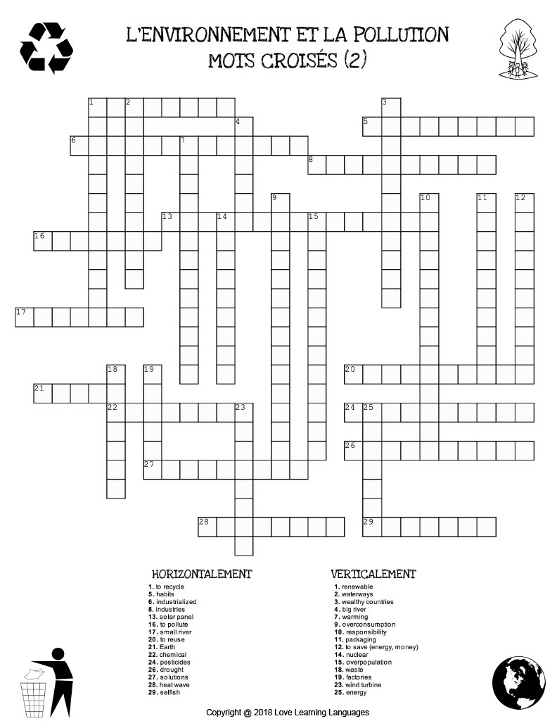 French The Environment And Pollution Crossword Puzzles By Teach Simple French The Environment And Pollution Crossword Puzzles By Teach Simple