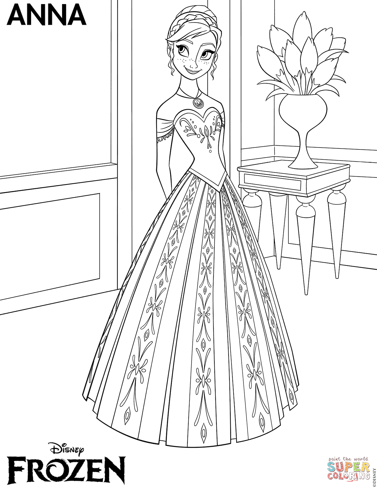 Frozen Anna Coloring Page Free Printable