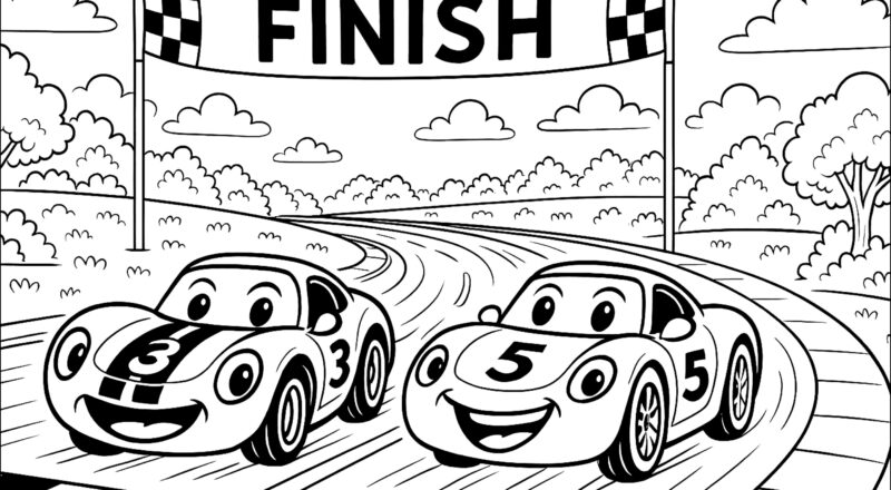 Fun Race Between Smiling Cars Car Coloring Pages For Kids
