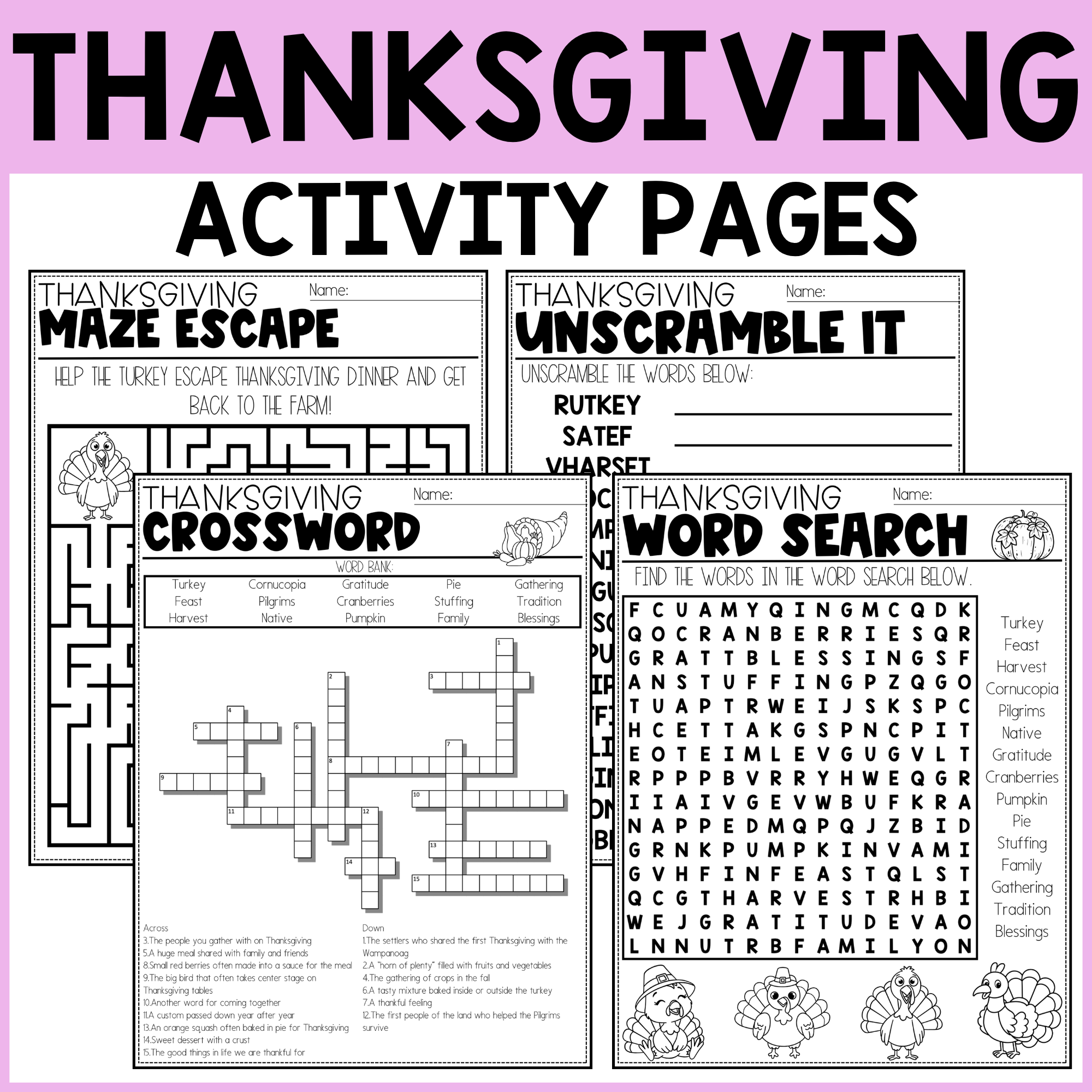 Fun Thanksgiving Activity Pages For Kids Free Printable Teaching Mama Fun Thanksgiving Activity Pages For Kids Free Printable Teaching Mama
