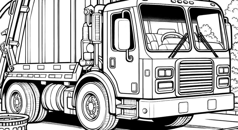 Garbage Truck Stopped At Traffic Light Coloring Page For Free Download