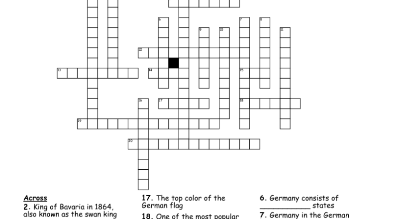 German Article Daily Themed Crossword Printable Holiday Calendar