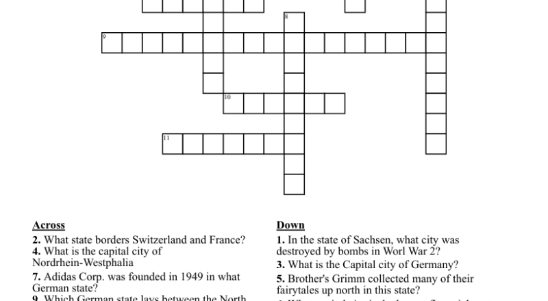 German States And Capitals Crossword WordMint
