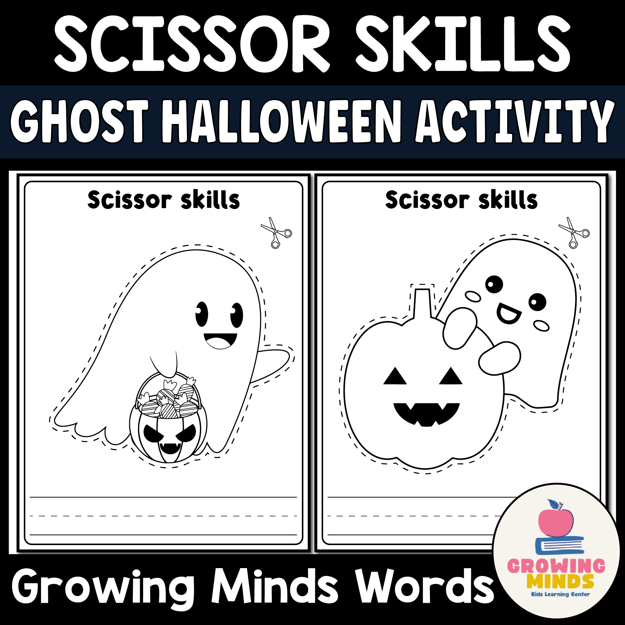 Ghost Halloween Scissor Skills Cutting Practice And Writing Activity Kindergarten Made By Teachers