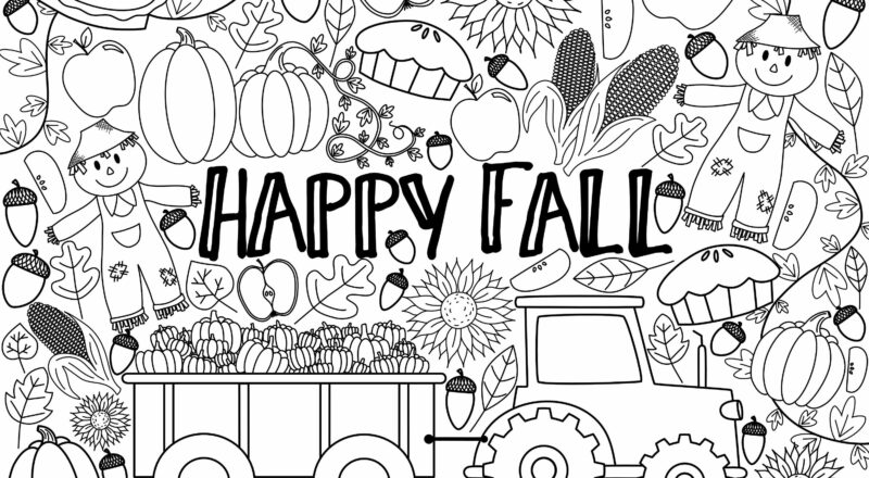 GIANT Fall Coloring Page digital Download Etsy