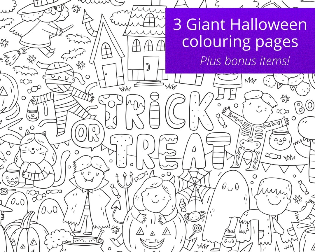 Giant Halloween Coloring Pages Mindful Colouring For Kids instant Download Etsy