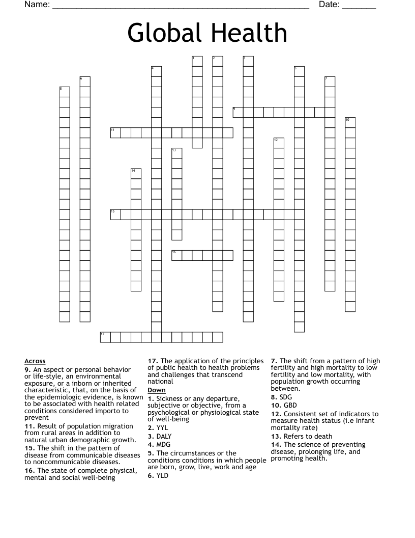 Global Health Crossword WordMint Global Health Crossword WordMint