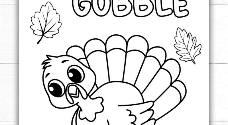 Gobble Gobble Thanksgiving Coloring Page Free Printable