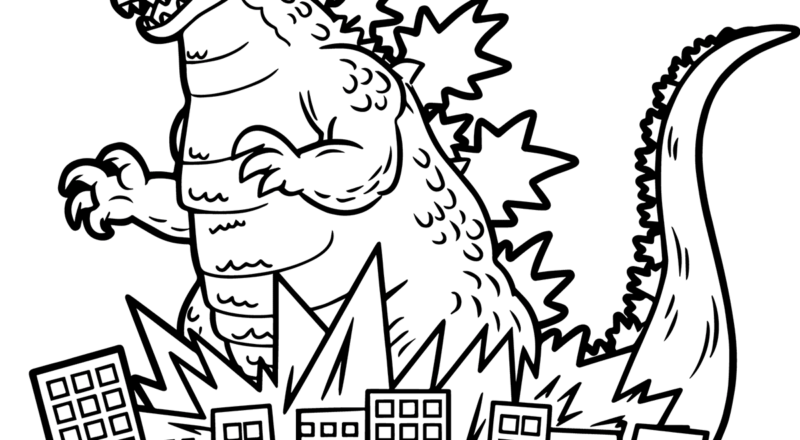Godzilla Destroys City Coloring Page Easy Drawing Guides