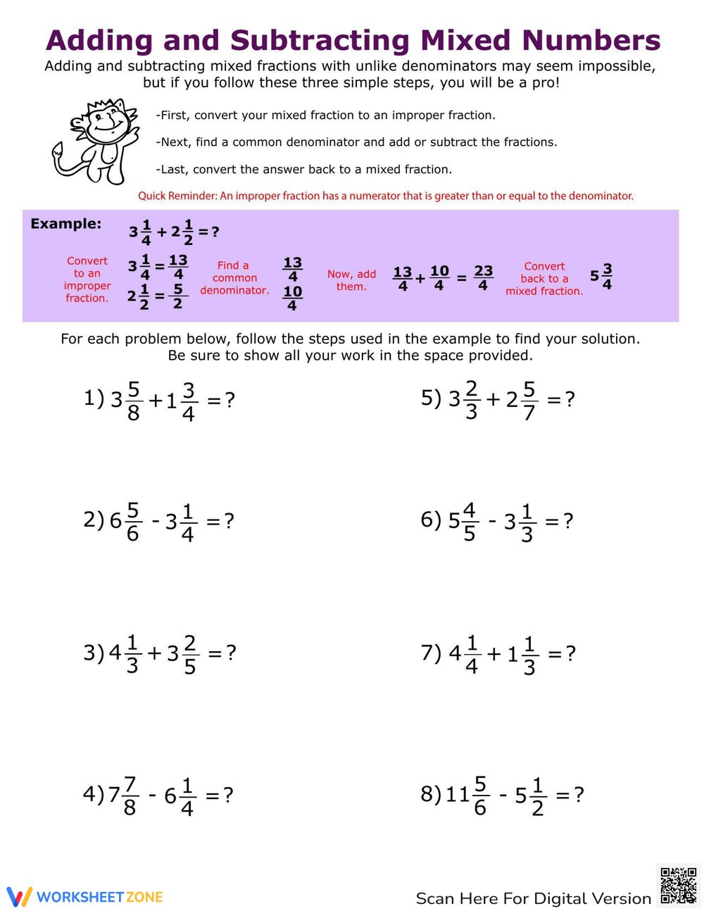 Grade 5 Adding And Subtracting Fractions Worksheets Printable Grade 5 Adding And Subtracting Fractions Worksheets Printable