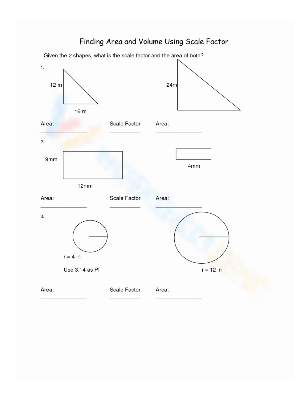 Grade 6 Scale Factor Worksheets