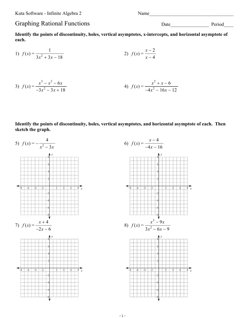 Graphing Rational Functions Worksheet Algebra 2 Graphing Rational Functions Worksheet Algebra 2