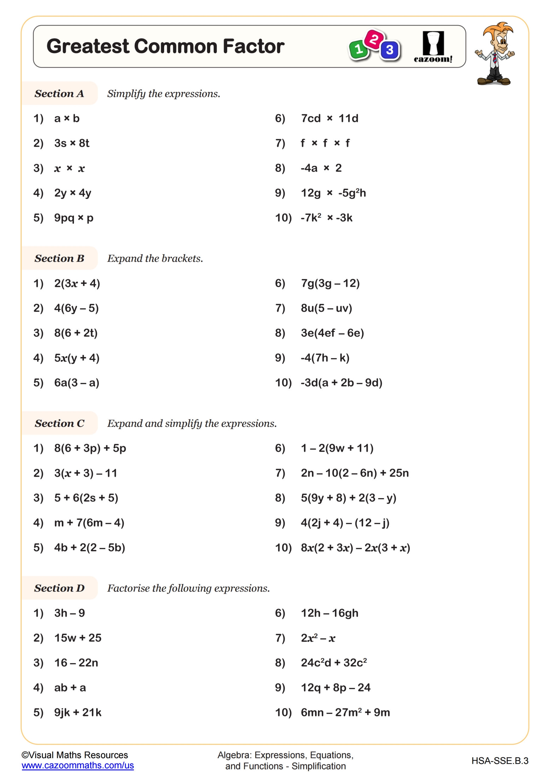 highest common factor worksheet
