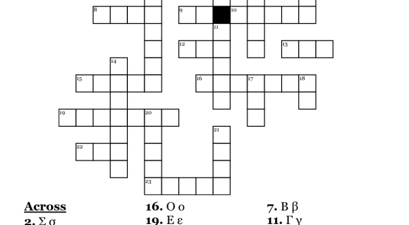 Greek Alphabet Crossword WordMint