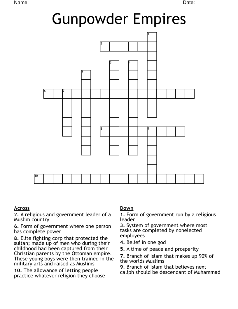 Gunpowder Empires Crossword WordMint