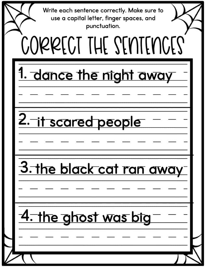 Halloween Correct The Sentences Worksheets Kids Activity Zone Halloween Correct The Sentences Worksheets Kids Activity Zone