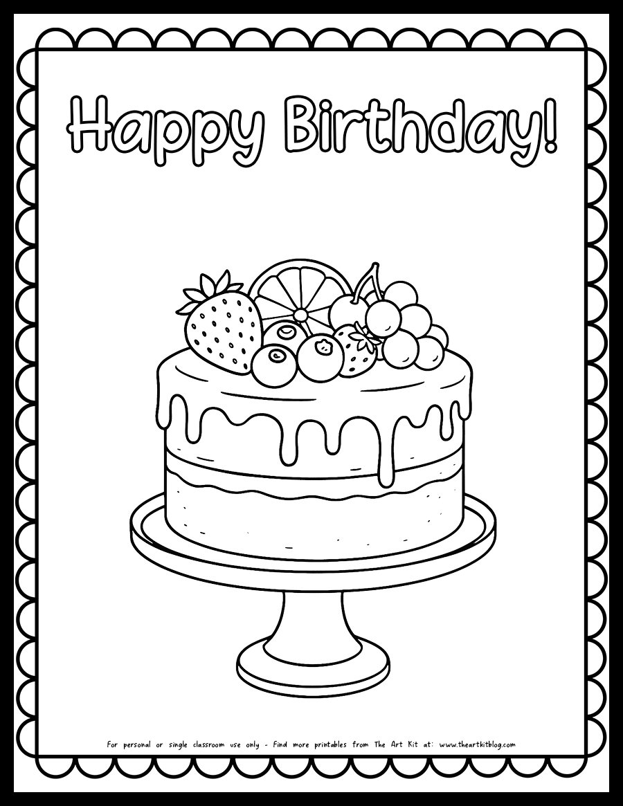 Happy birthday cake coloring page the art kit Copy The Art Kit Happy birthday cake coloring page the art kit Copy The Art Kit