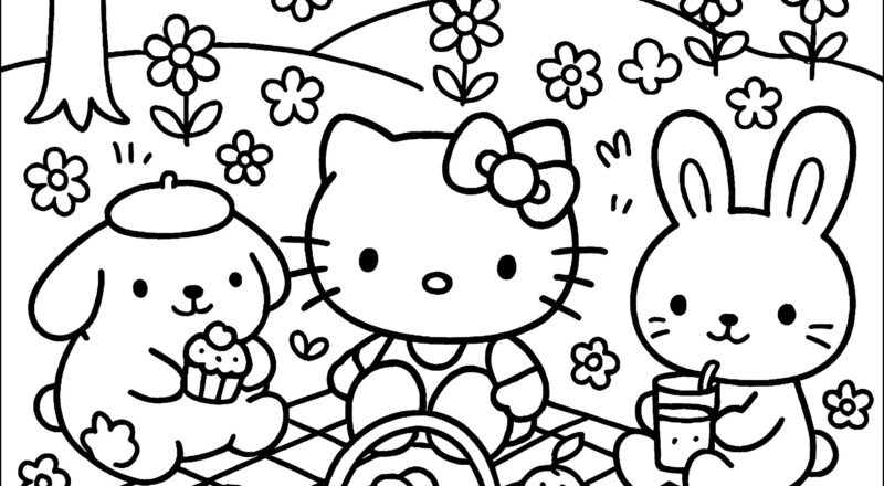 Hello Kitty And Friends Picnic Hello Kitty Coloring Pages