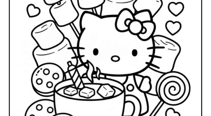 Hello Kitty Marshmallow Coloring Pages PDF To Print GenColoring