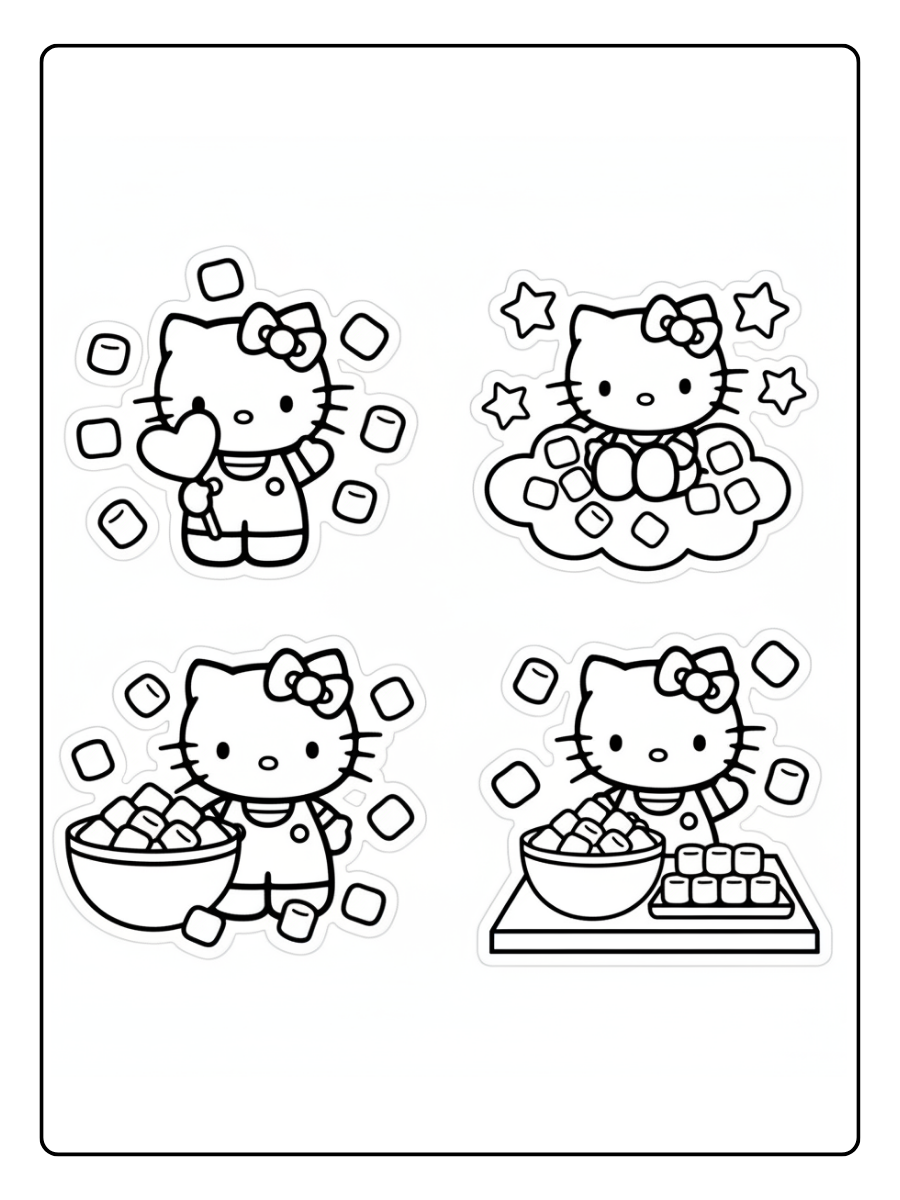 Hello Kitty Marshmallow Coloring Pages PDF To Print GenColoring