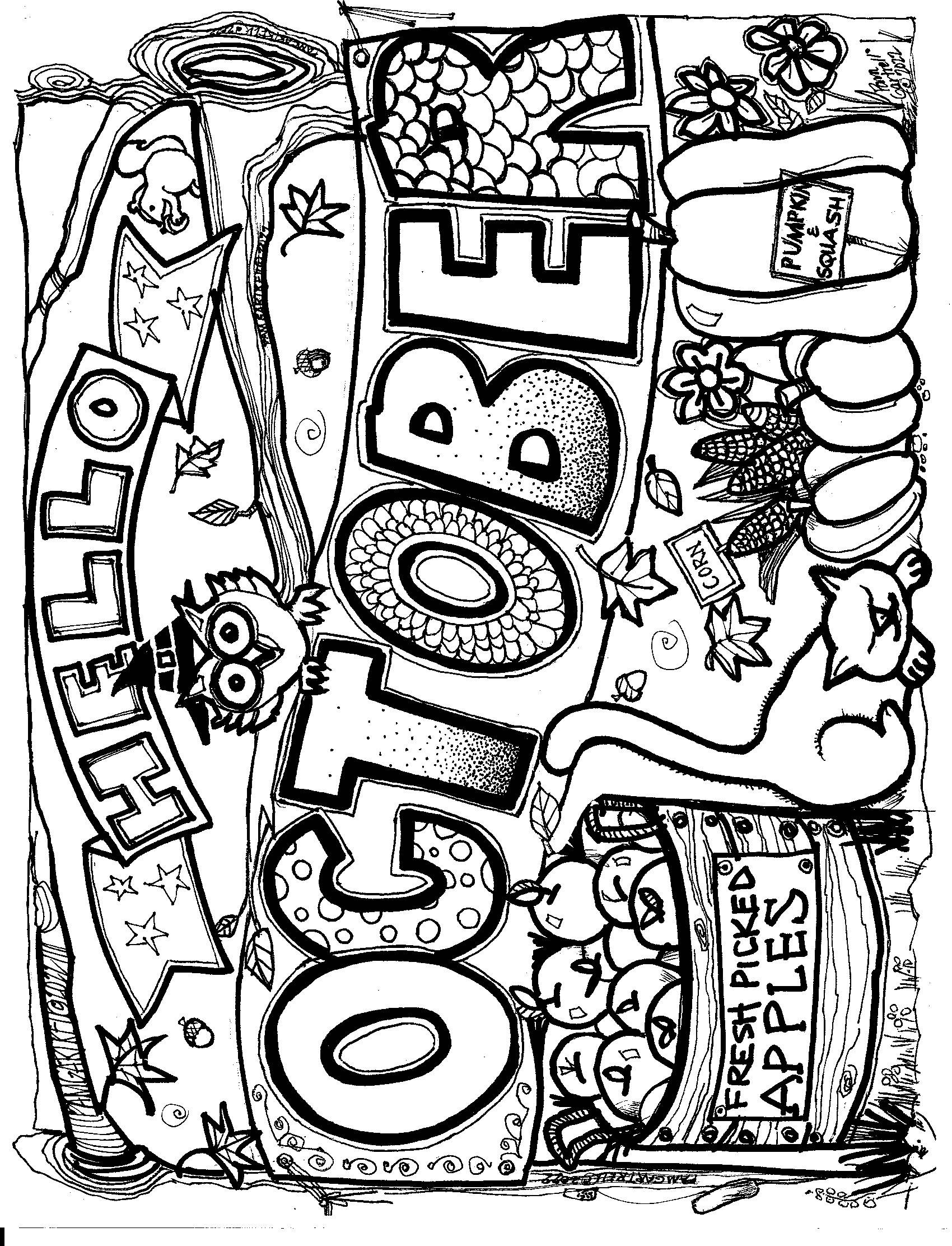 Hello October Coloring Sheet By Ms Gartrell s Art Studio TPT Hello October Coloring Sheet By Ms Gartrell s Art Studio TPT