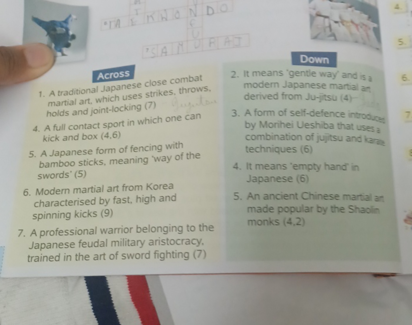 Here Are Some Clues For A Crossword Puzzle Related To Martial Arts Acro 