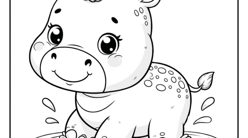 Hippo Coloring Pages 6 Free Printable Pages Cute Animals Coloring Pages