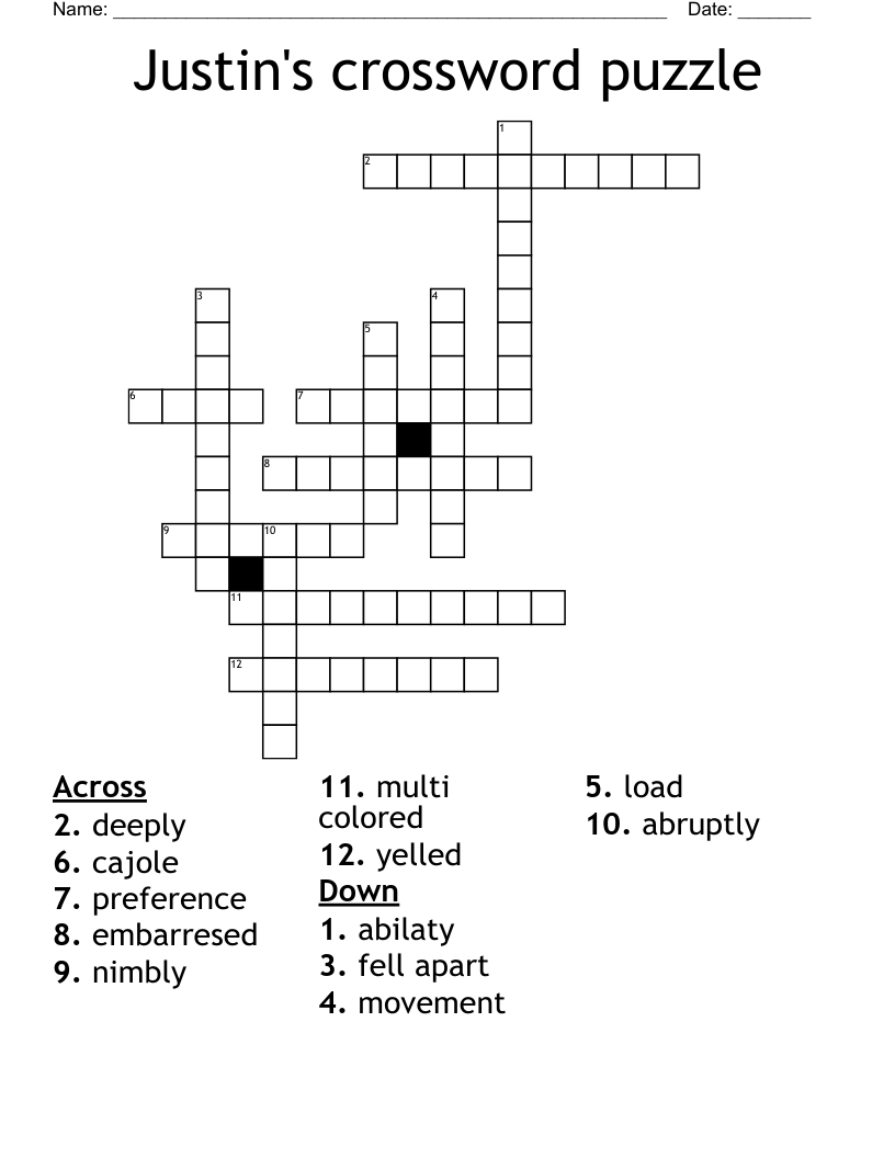 Holes Vocabulary Crossword WordMint
