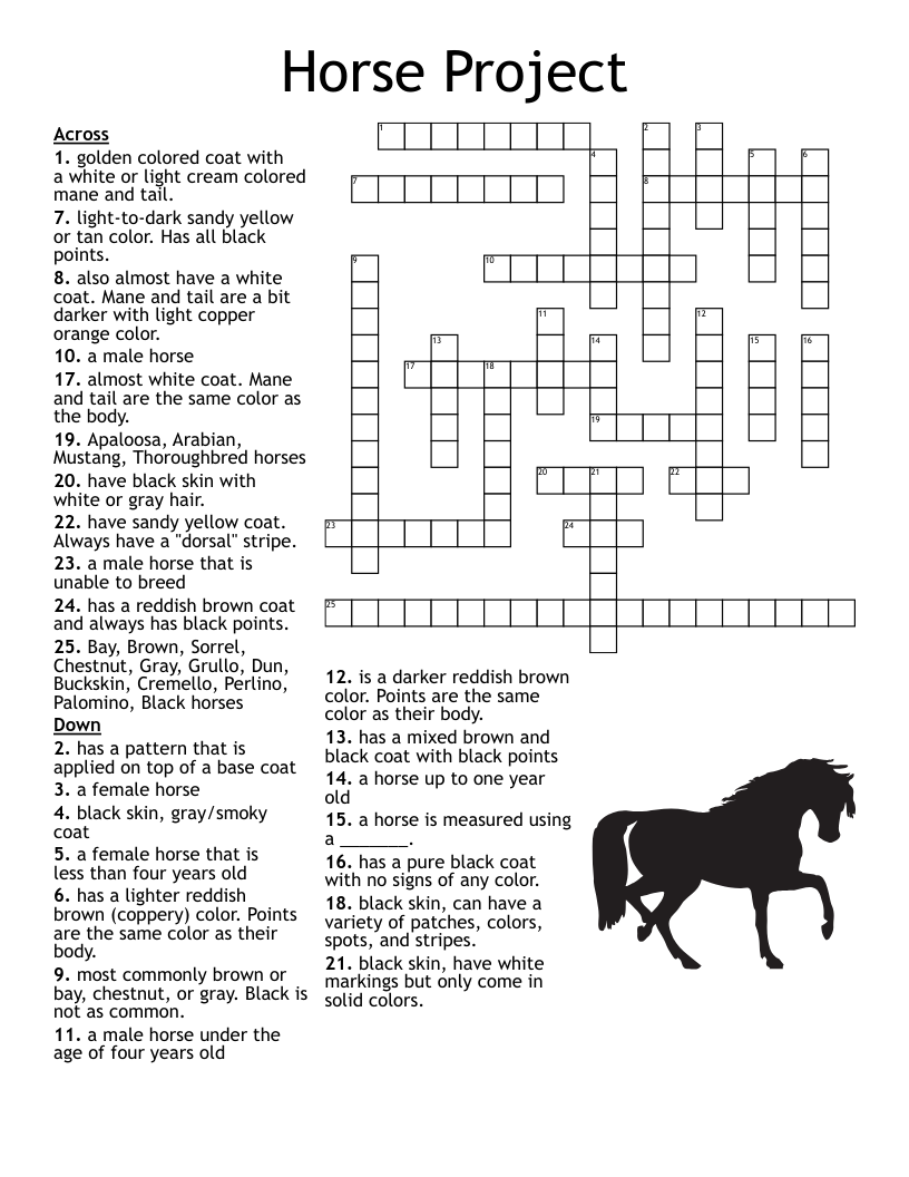 Horse Words Crossword WordMint