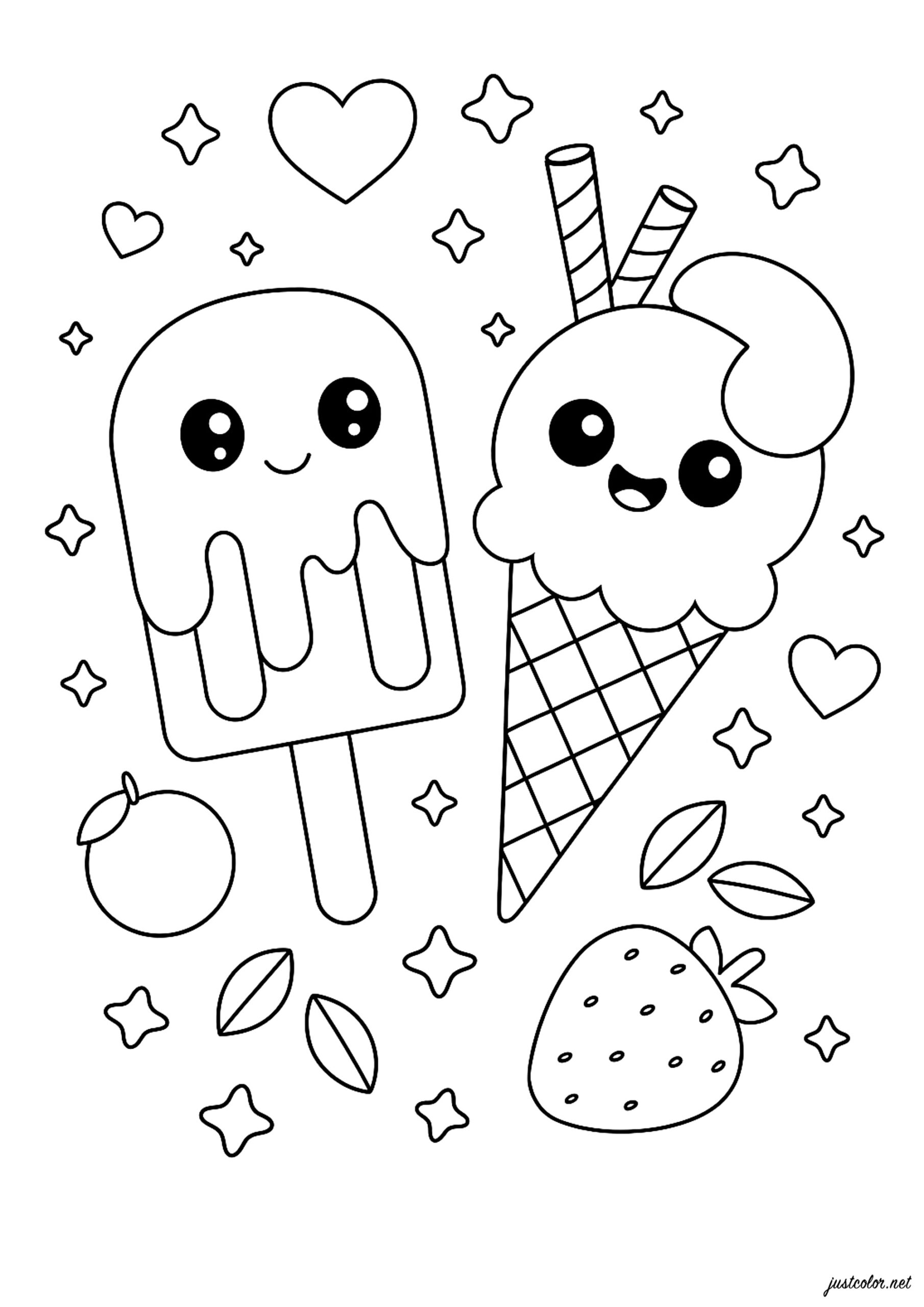 Iced Delights And Happy Fruits Food Coloring Pages Iced Delights And Happy Fruits Food Coloring Pages