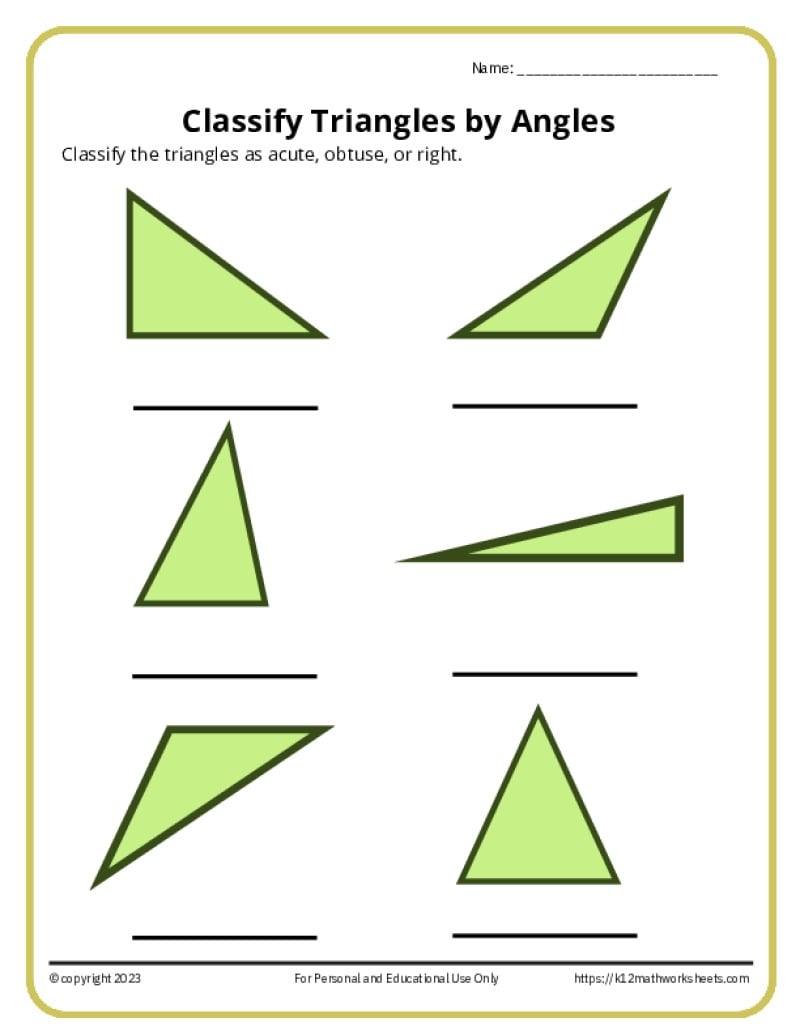 Identify And Classify Triangles Worksheets K12 Math Worksheets