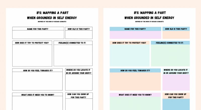 IFS Part Mapping Worksheet Internal Family Systems Therapy Tool digital Download Etsy