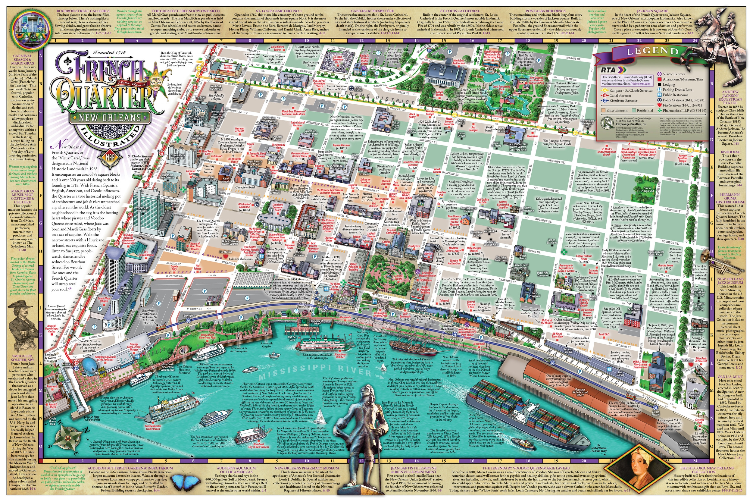 Illustrated French Quarter Map NOLA Karpovage Creative Illustrated French Quarter Map NOLA Karpovage Creative