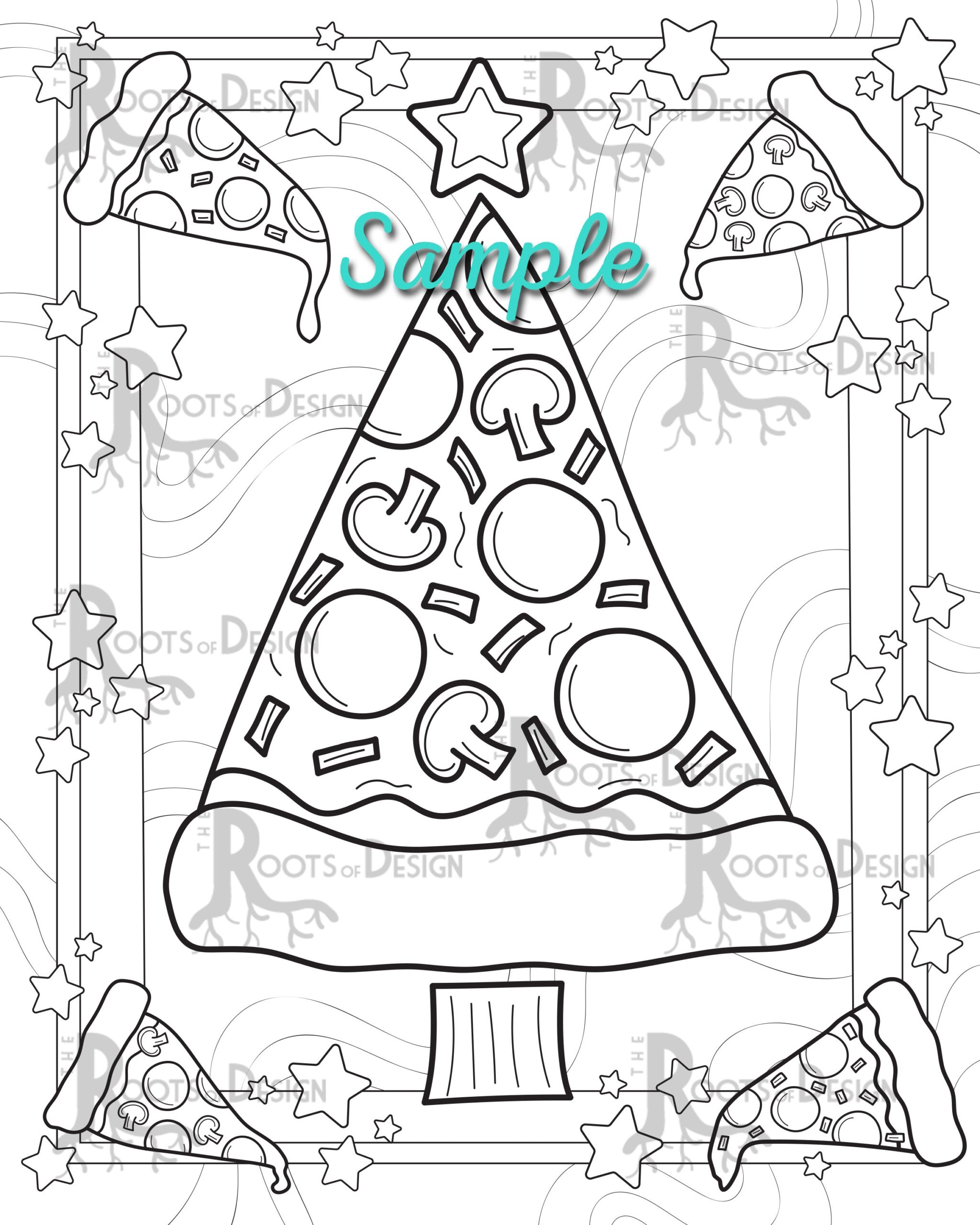INSTANT DOWNLOAD Pizza Christmas Tree Page Print Doodle Art Printable Etsy