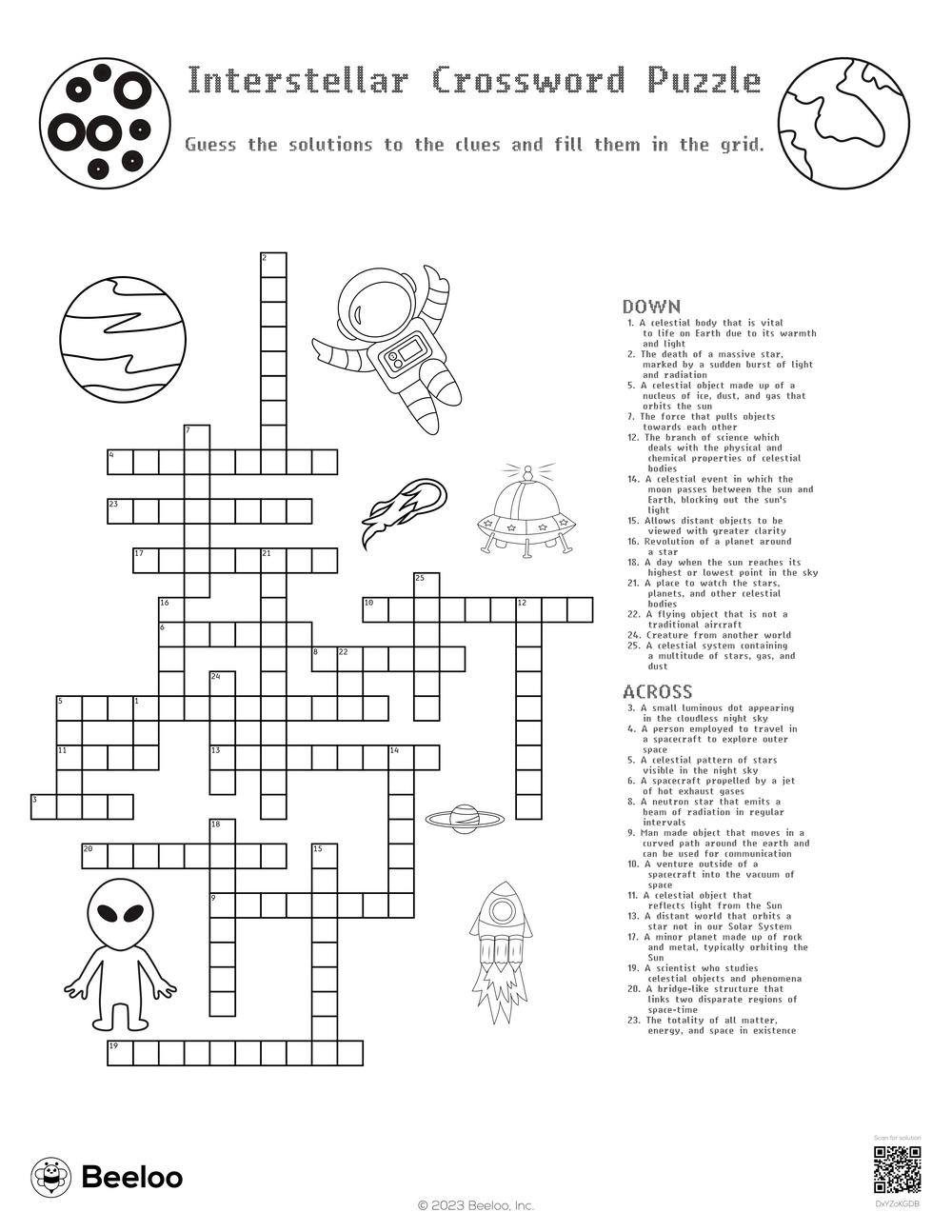 Interstellar Crossword Puzzle Beeloo Printable Crafts And Activities For Kids Interstellar Crossword Puzzle Beeloo Printable Crafts And Activities For Kids