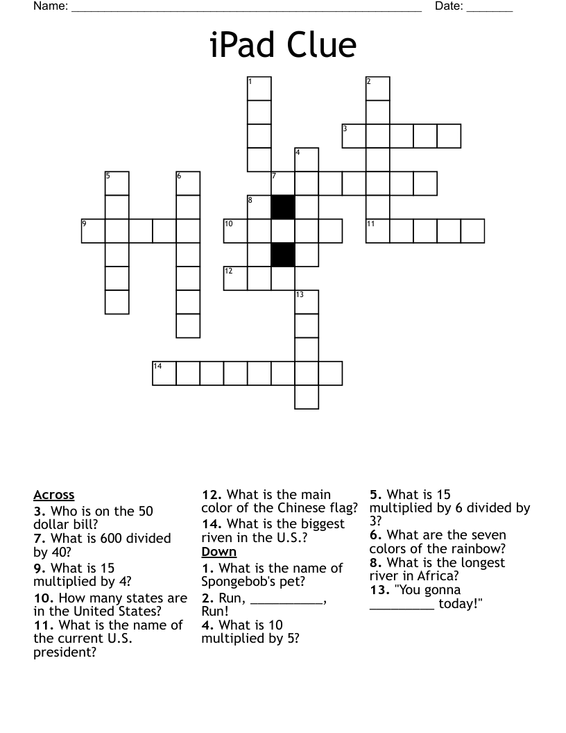 IPad Clue Crossword WordMint IPad Clue Crossword WordMint