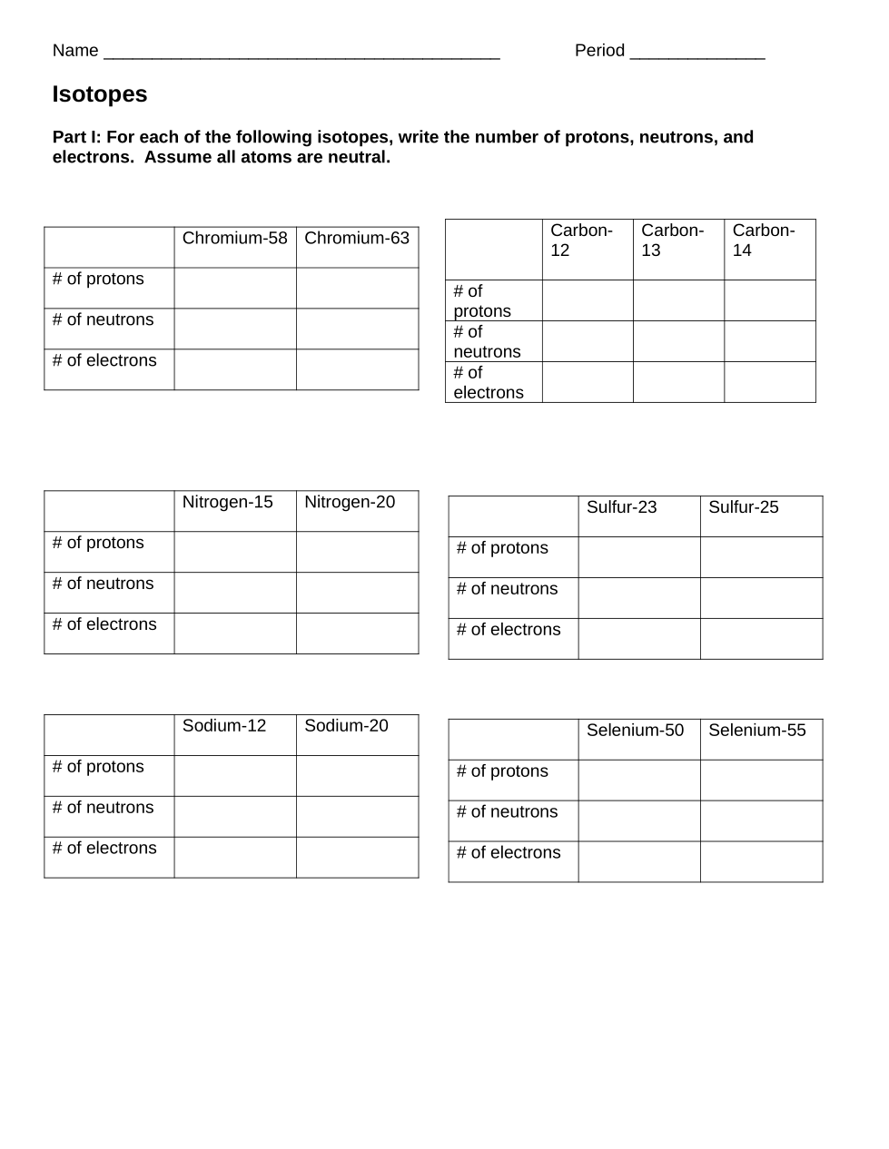 Isotopes Practice Worksheet JAMES CALLAHAN Library Formative
