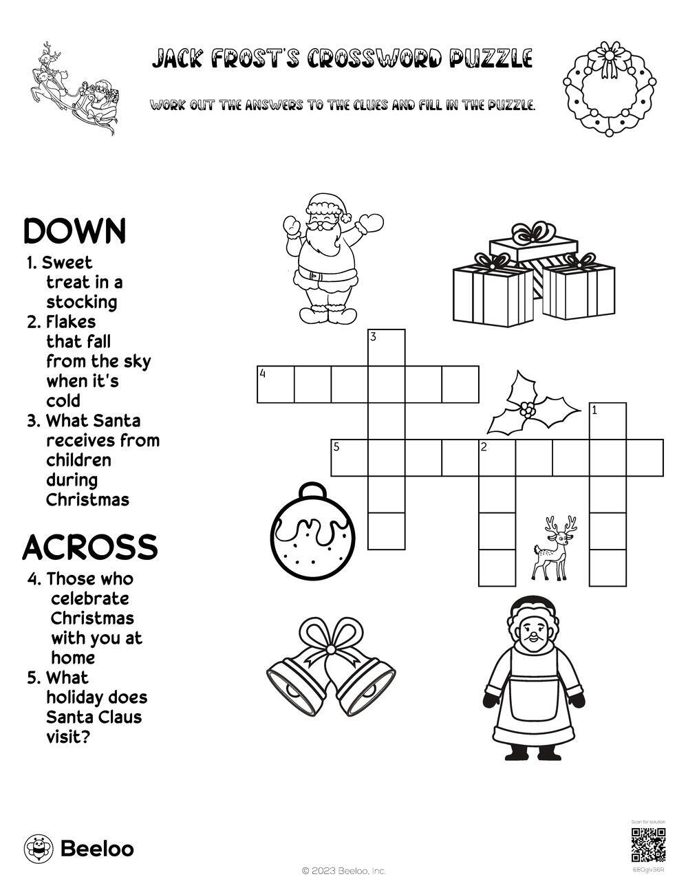 Jack Frost s Crossword Puzzle Beeloo Printable Crafts And Activities For Kids Jack Frost s Crossword Puzzle Beeloo Printable Crafts And Activities For Kids