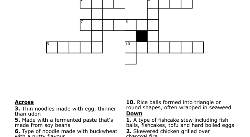 Japanese Food Crossword WordMint