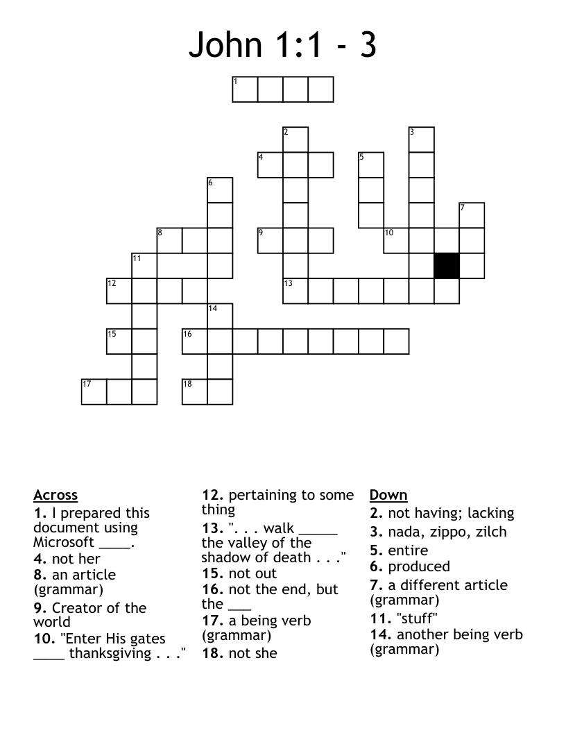 John 1 1 3 Crossword WordMint