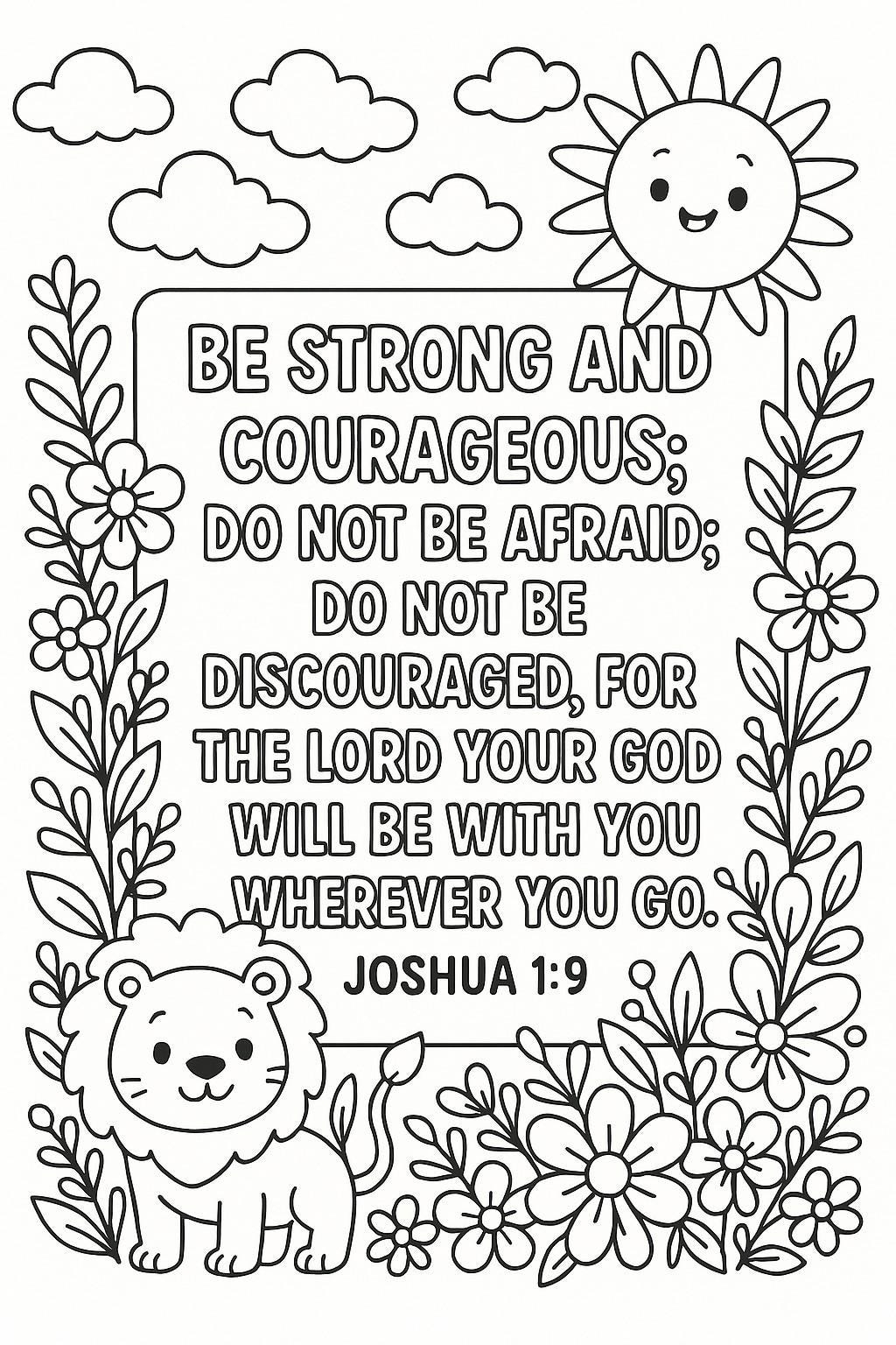 Joshua 1 9 Bible Verse Coloring Page For Kids Be Strong And Courageous Christian Printable For Sunday School Faith Activities Etsy