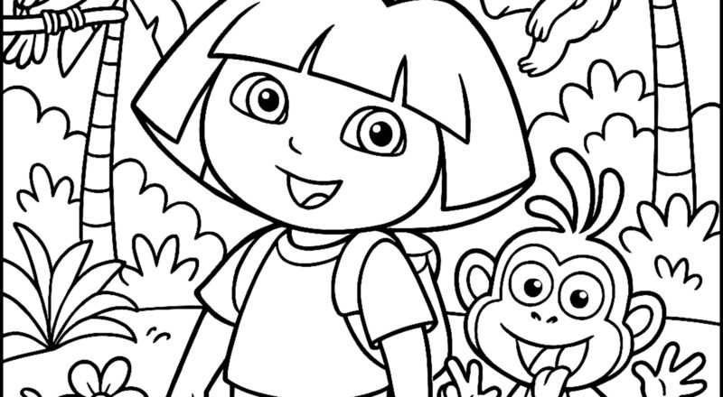 Joyful Adventure In The Jungle Dora The Explorer Coloring Pages