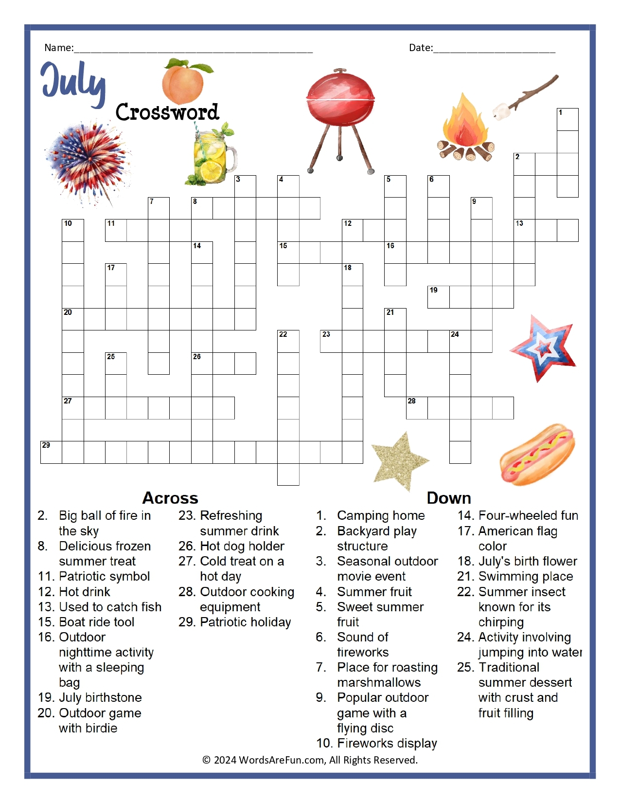 July Crossword Puzzle July Crossword Puzzle