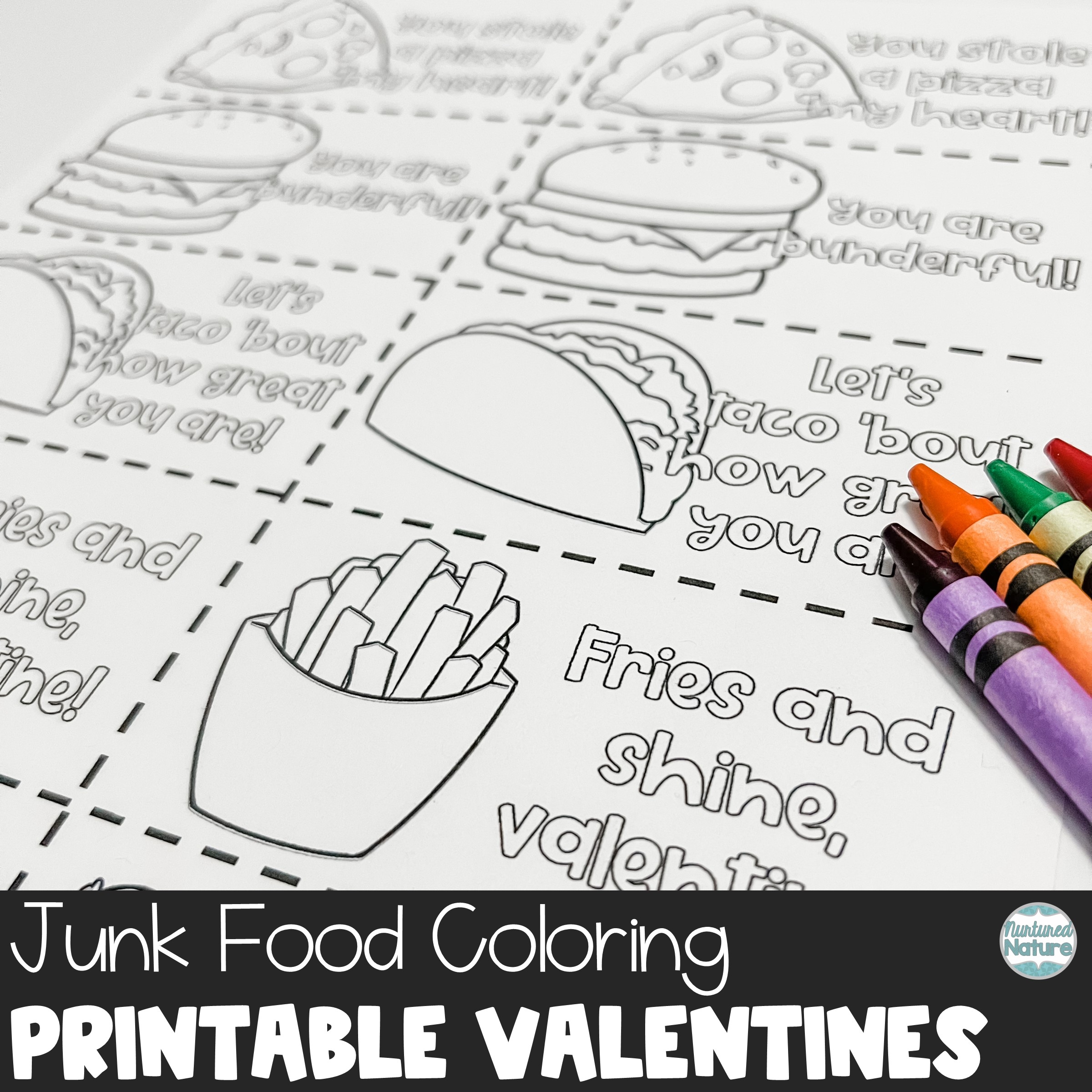 Junk Food Coloring Valentine s Day Cards Printable Made By Teachers Junk Food Coloring Valentine s Day Cards Printable Made By Teachers